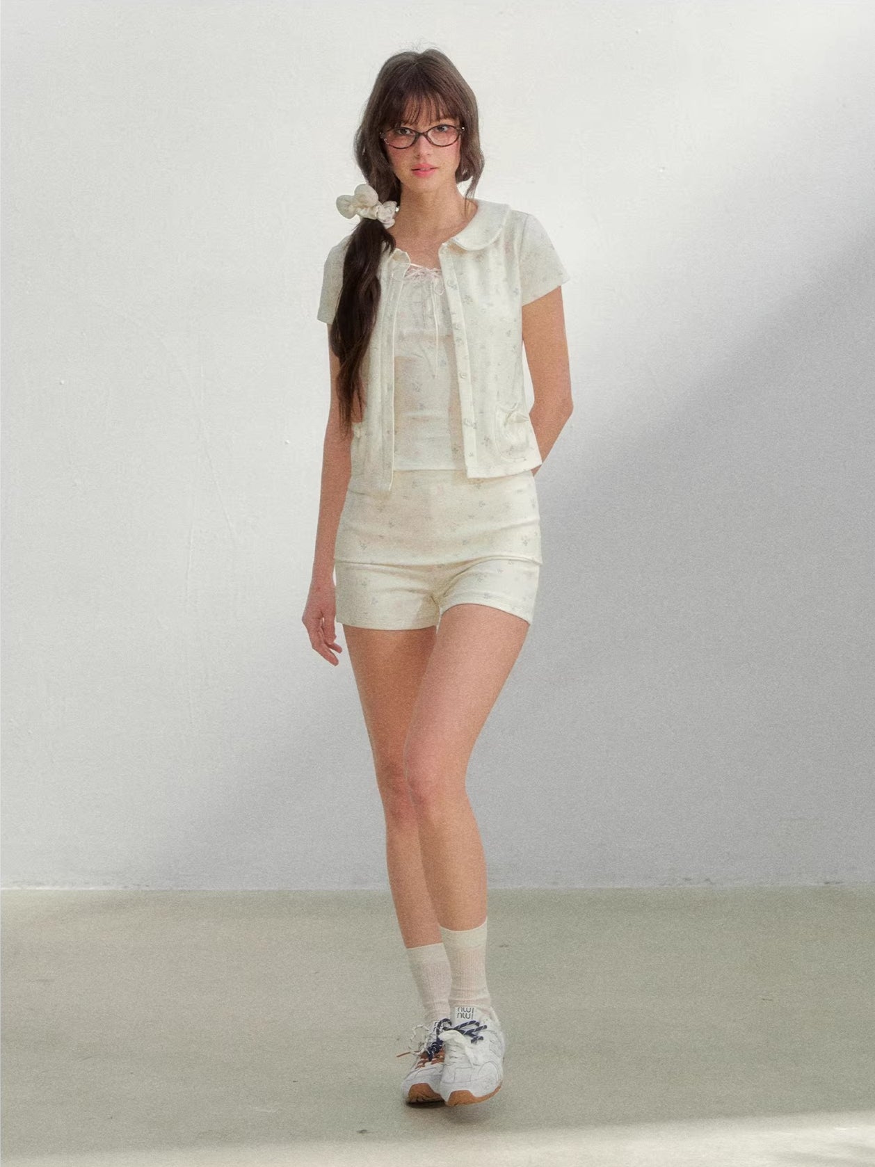 Floral Doll Collar T-shirt &Shorts Set