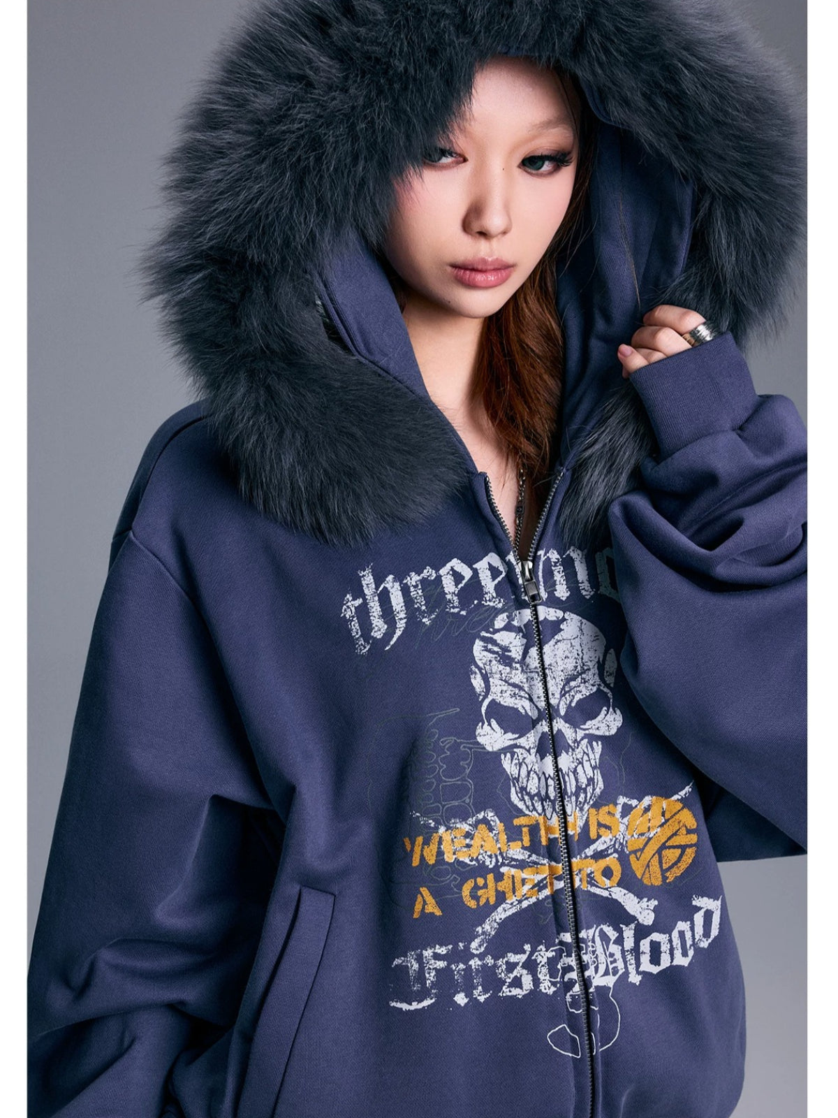 Hooded Fur Collar Oversized Jacket