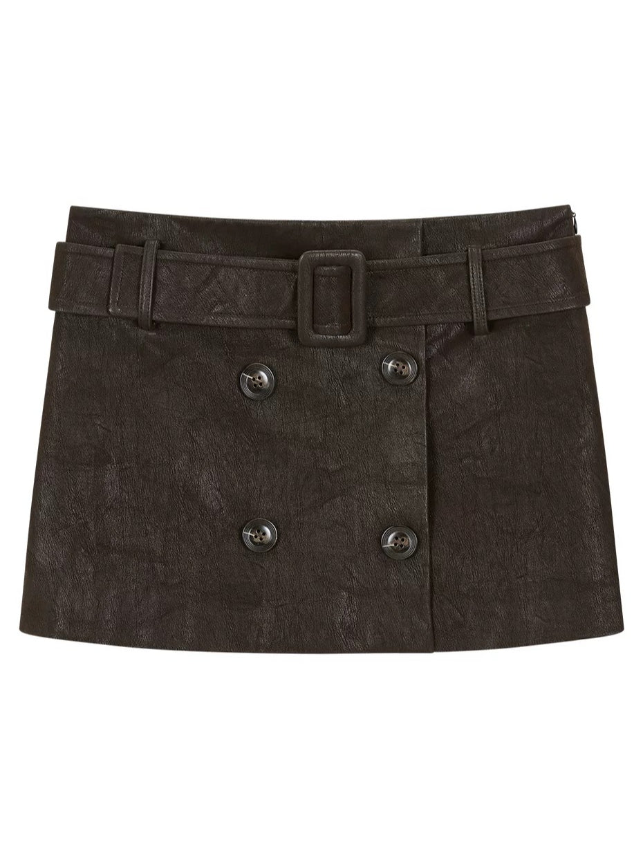 Vintage Belted A-Line Skirt