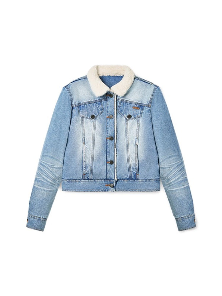 "Caraval Series" Washed Twill Denim Cotton-Padded Jacket