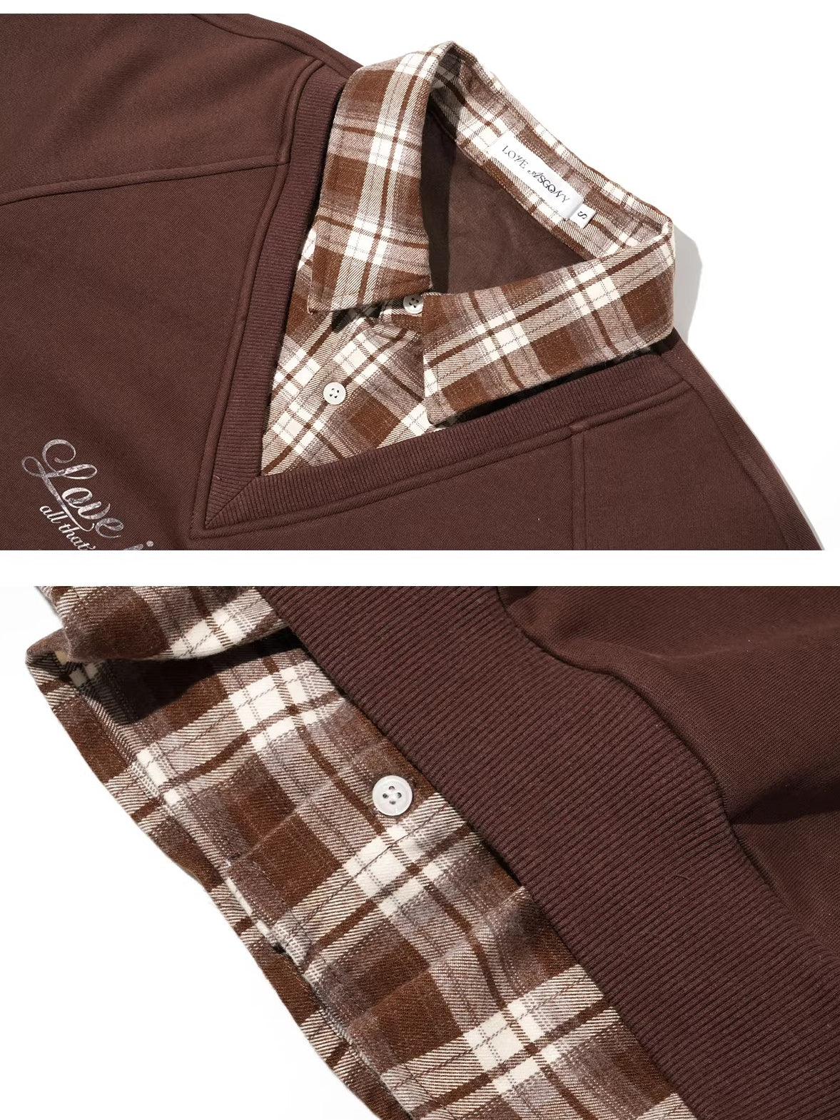 Printed Plaid Collar Sweatshirt
