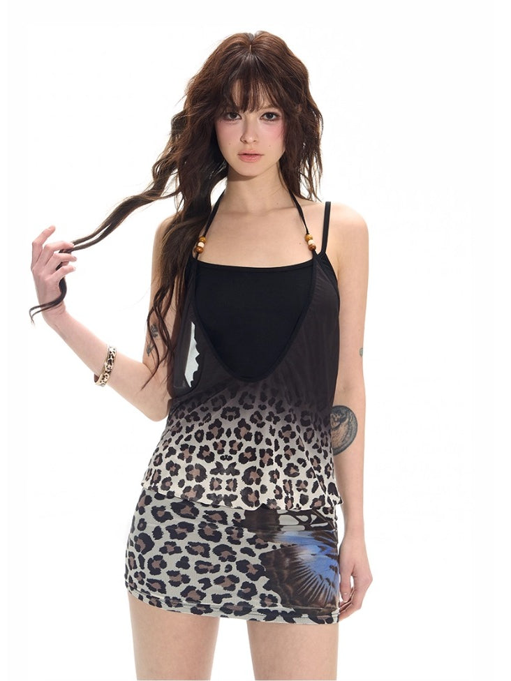 Beaded Leopard Butterfly Dress Set