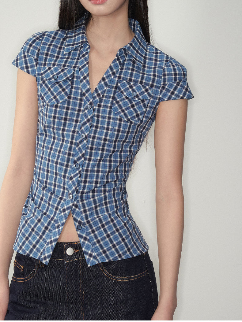 Blue & Pink Fitted Pocket Shirt