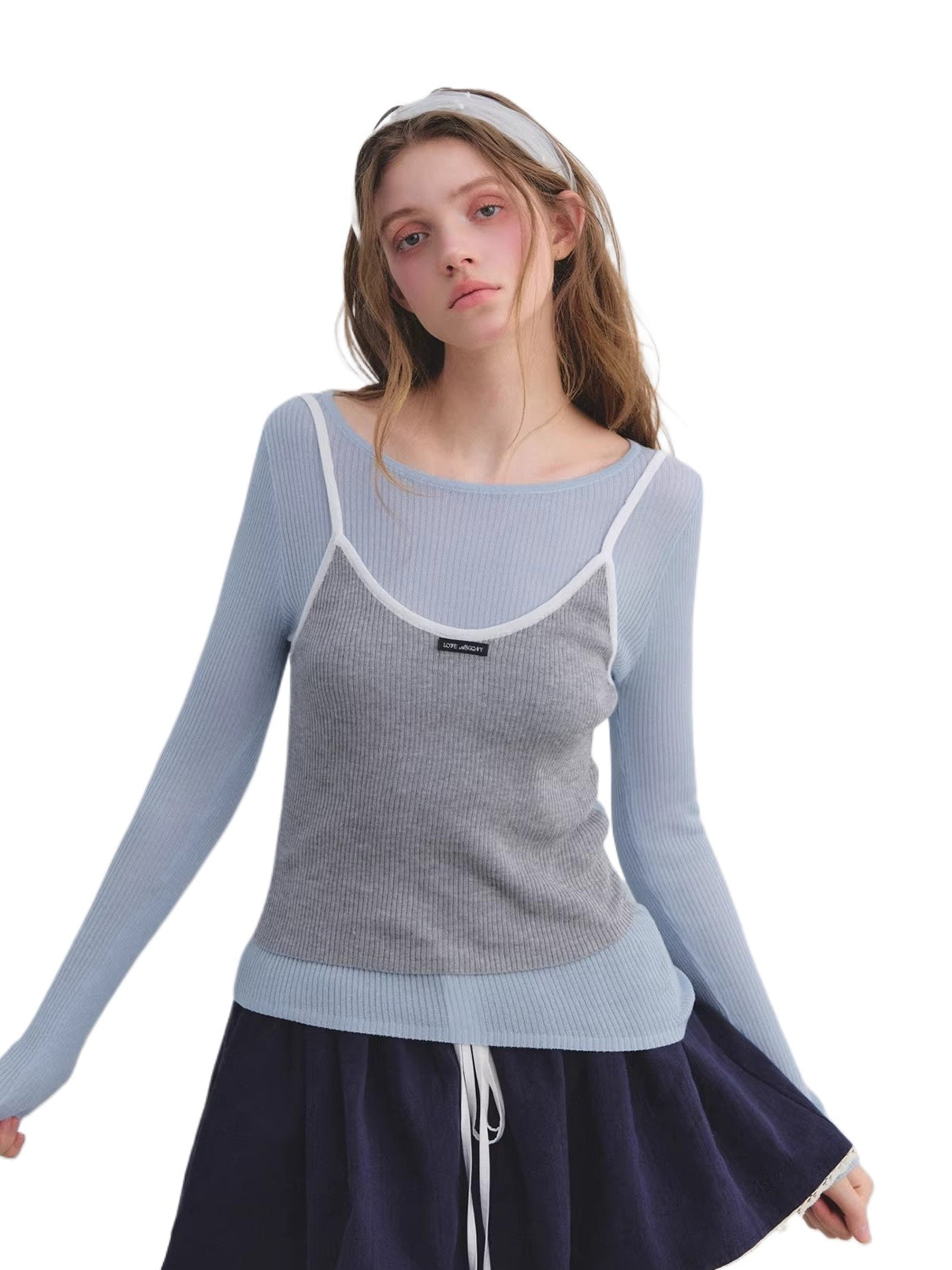 Contrast Layered Knit Top