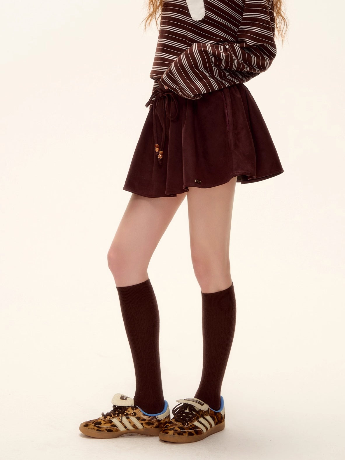 Suede Beaded Mini Skirt