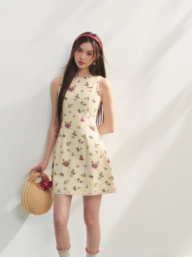 Flower Print Sleeveless Dress