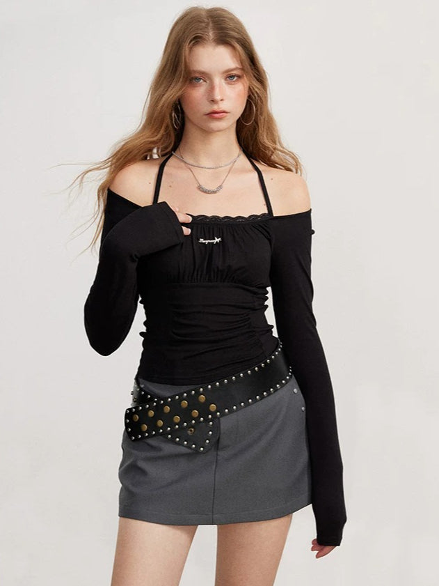 Ruched Tie Long Sleeve Top