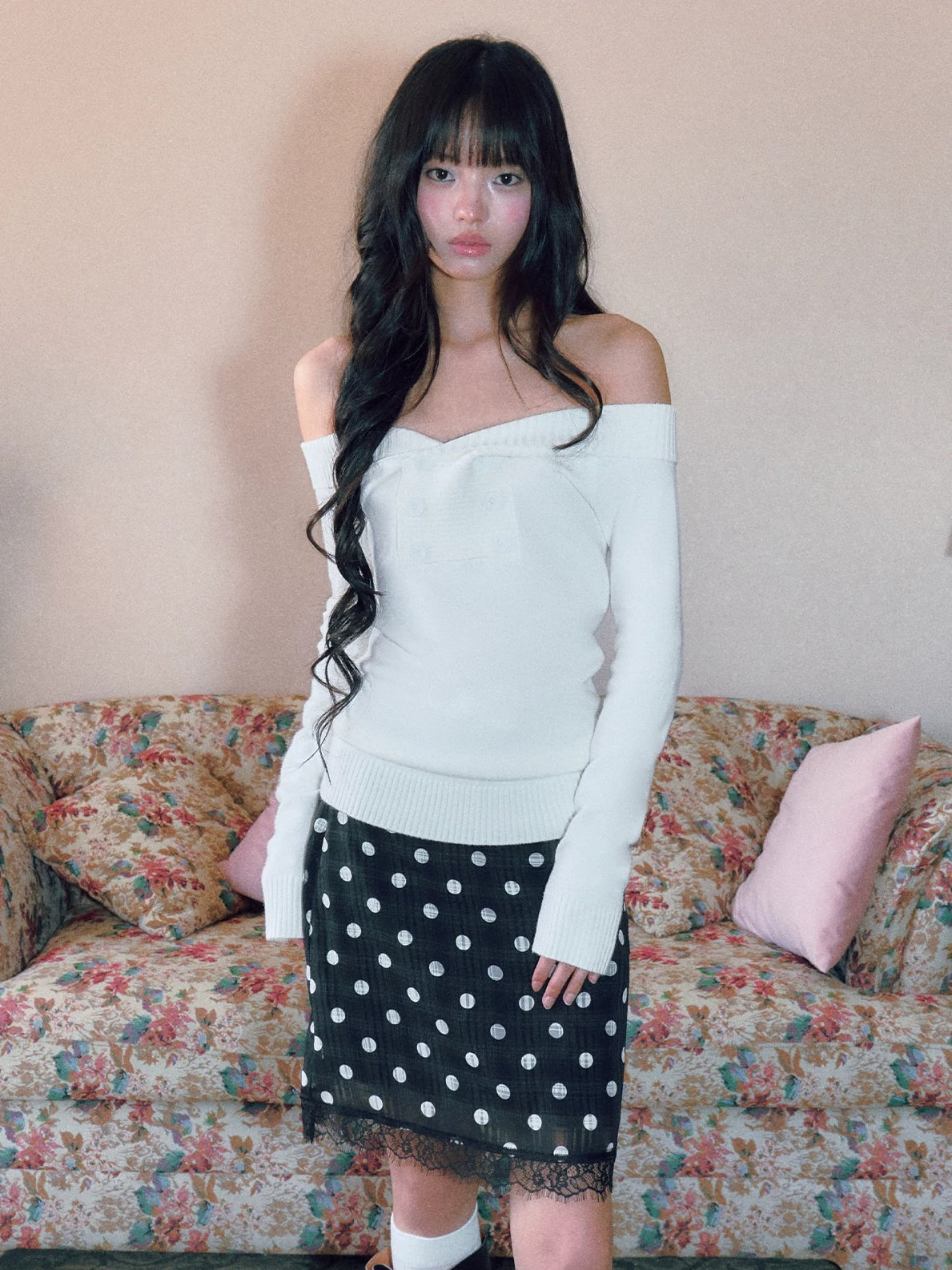 Polka Dot Lace Skirt