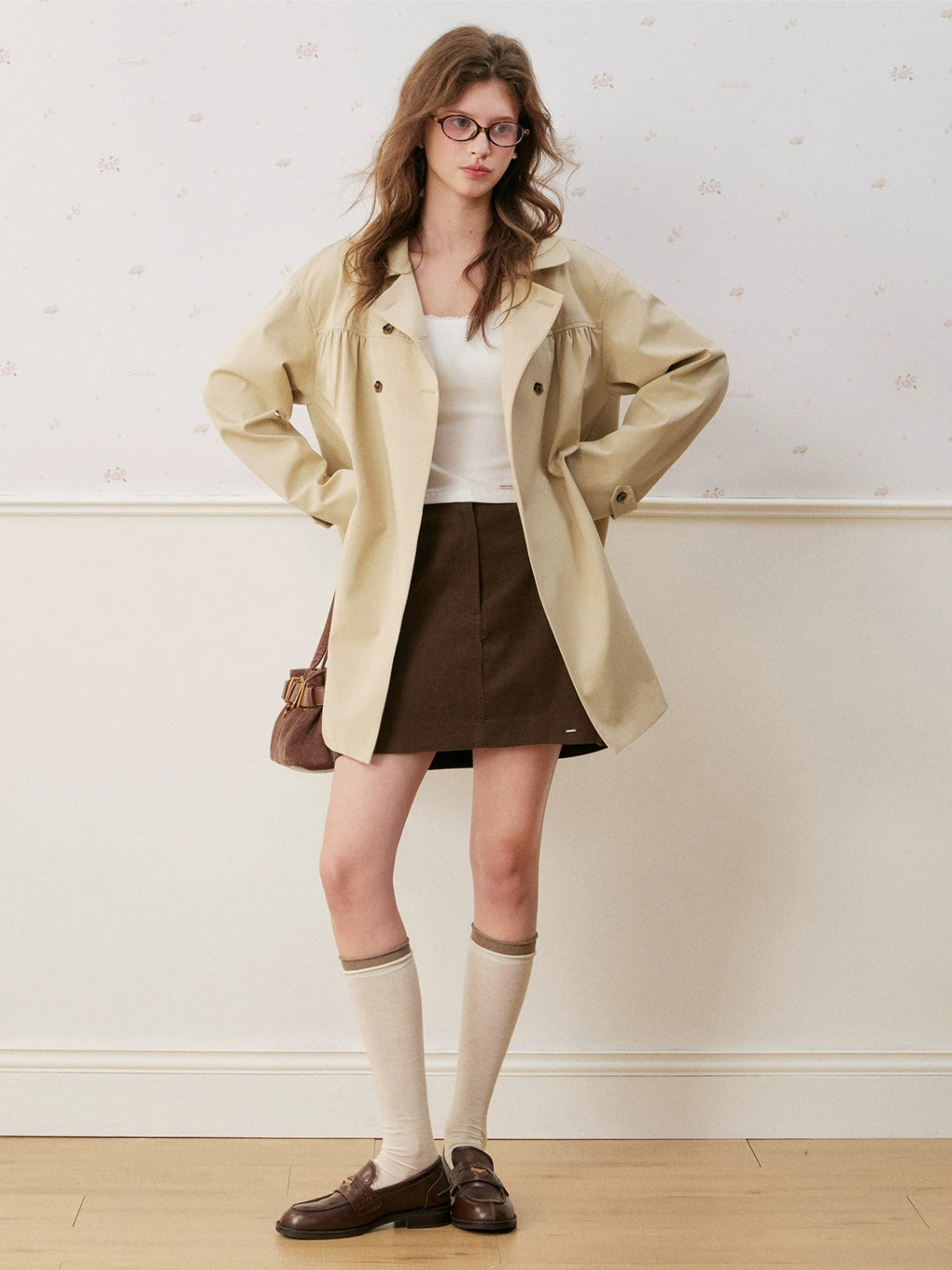 Doll Collar Double Breasted Trench Coat