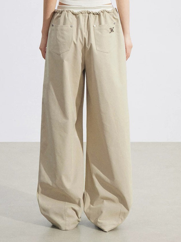 Layered Contrast Cargo Pants