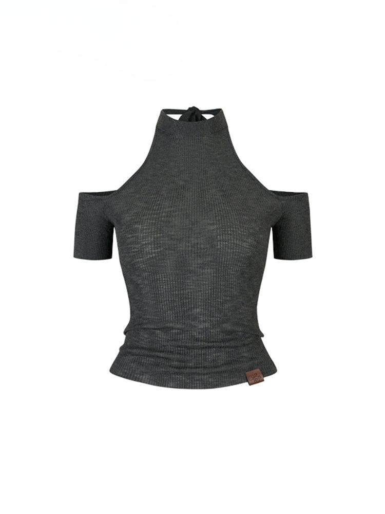 Reversible Strap Thin Knit Bustier Vest