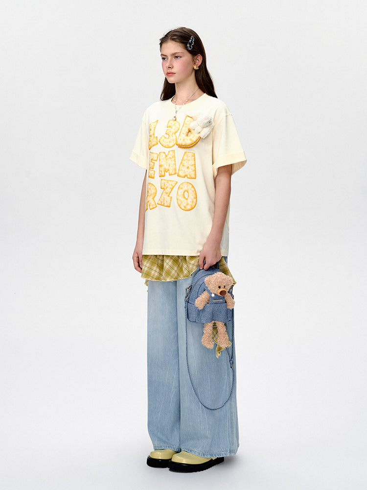 Cookie Illustration Round-Neck T-Shirt