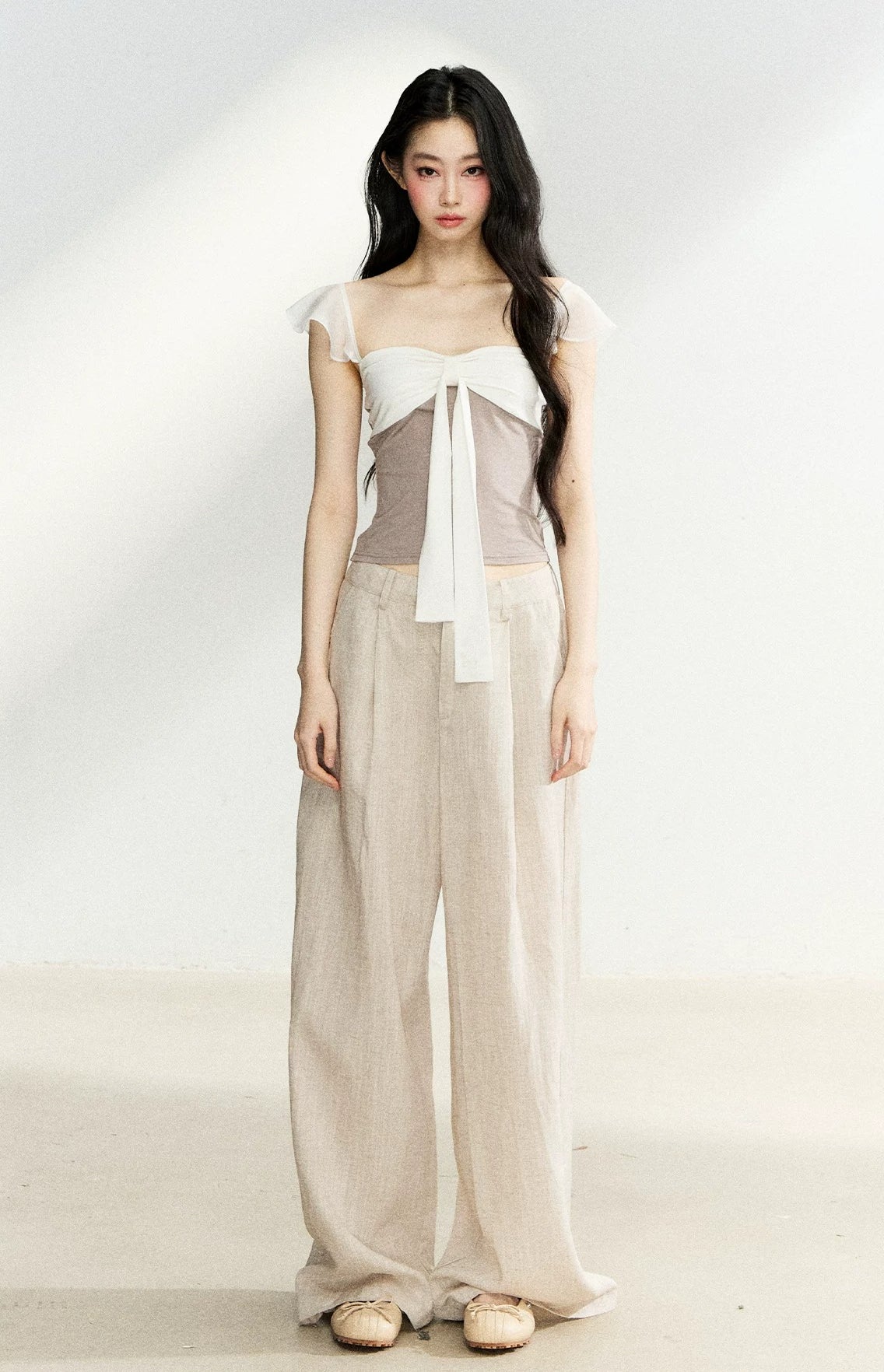 Light Khaki Linen Wide Leg Pants