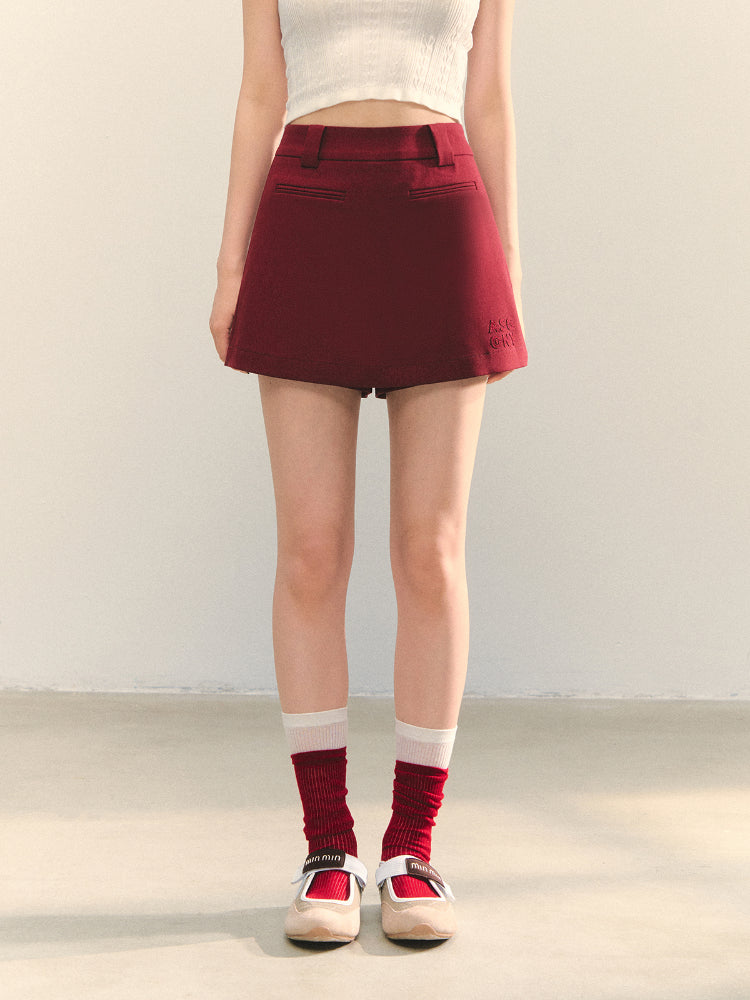Anti-exposure Applique Pocket Suit Skort