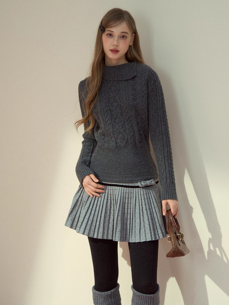 Cable-Knit Mock-Neck Sweater
