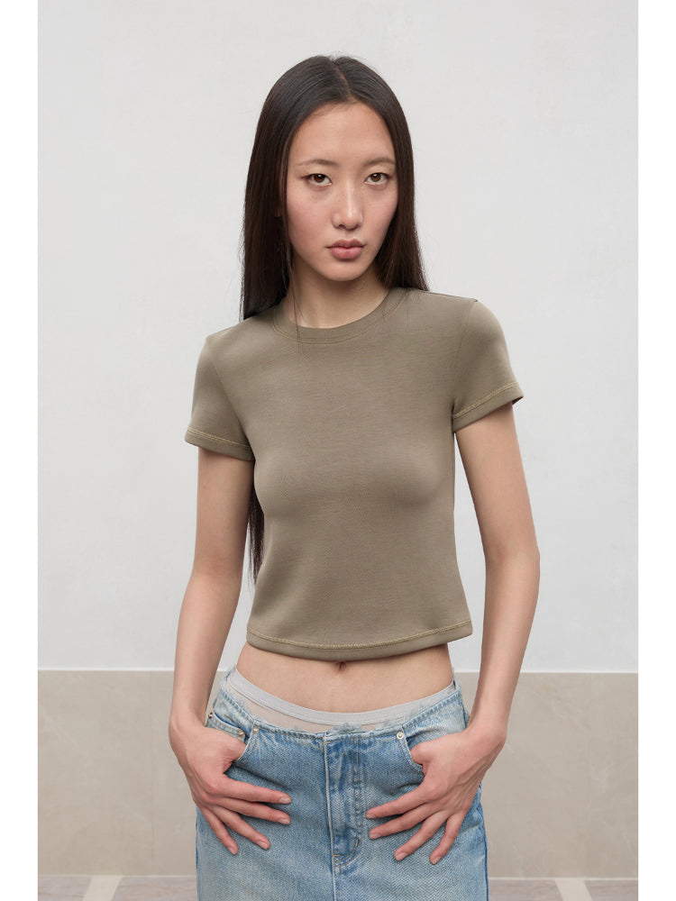 Regular-Shoulder Round Neck Short-Sleeve T-Shirt