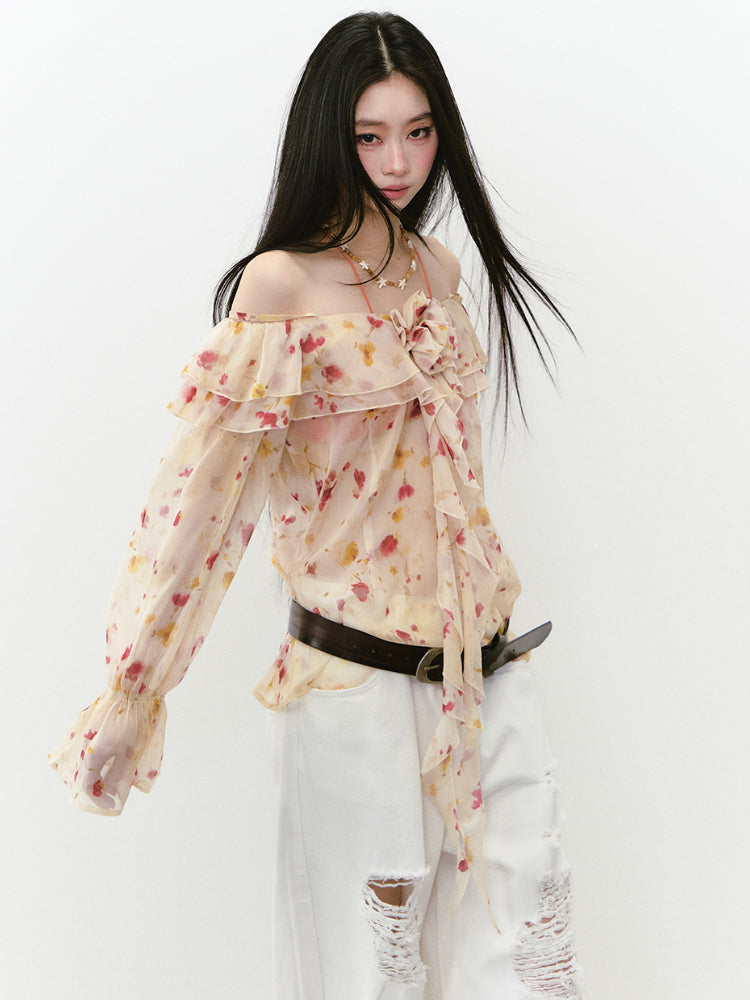 Floral Camisole Off-Shoulder Top