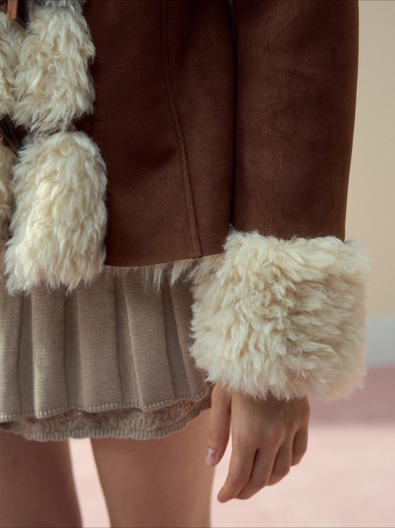 Suede Fleece Toggle Coat