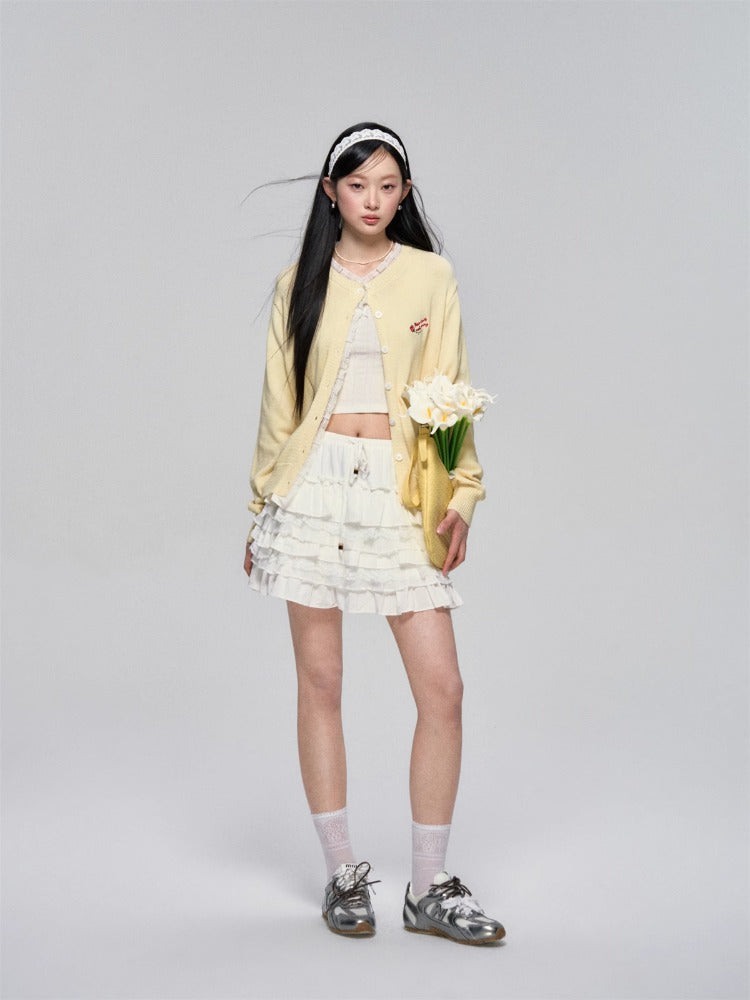 Layered Lace Pearl Trim Ballet Skirt