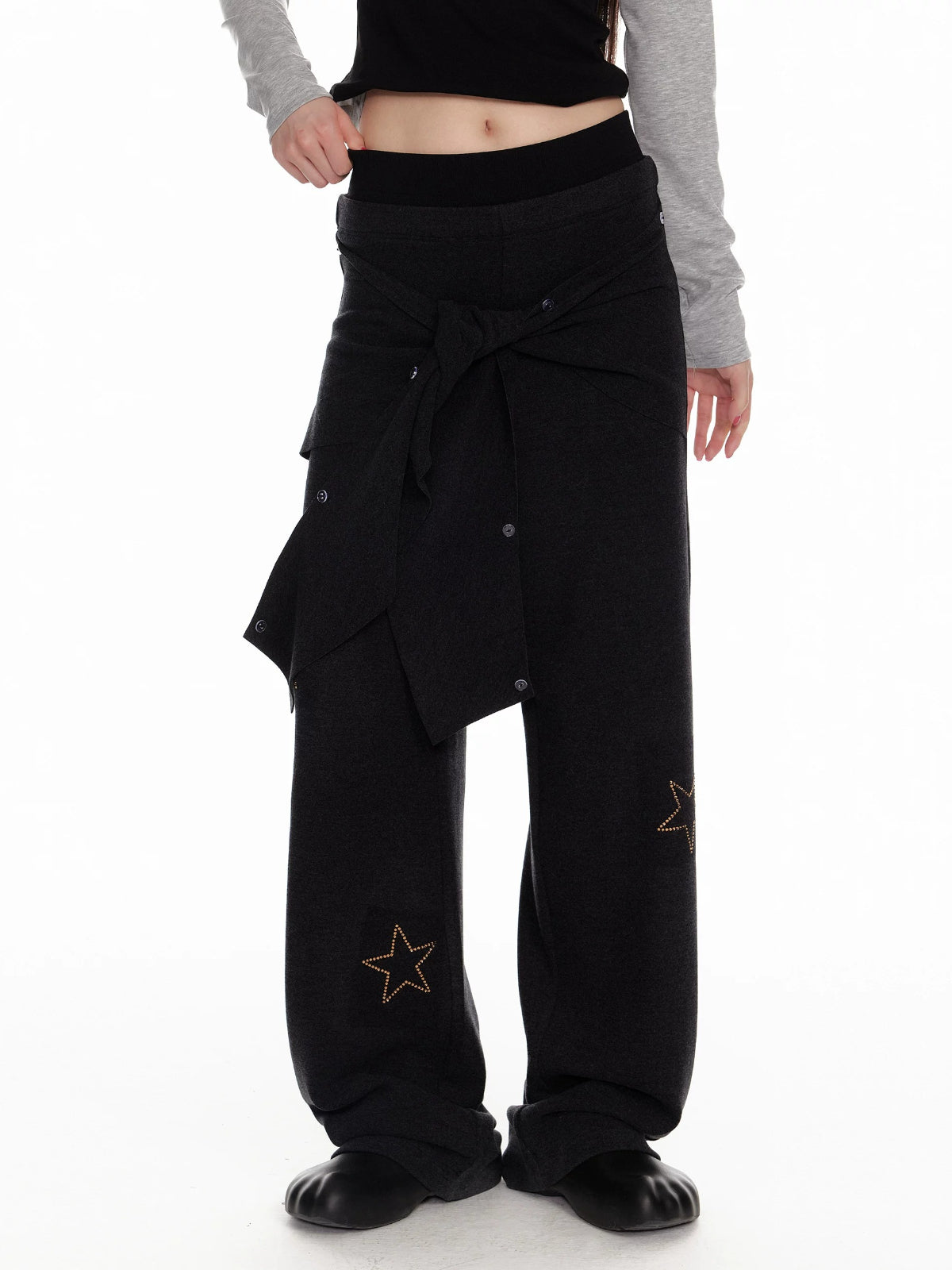Fur Collar Hoodie & Wide Pants Set