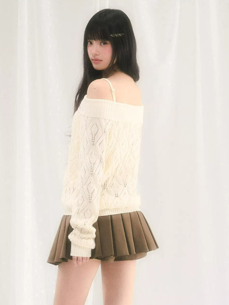 Openwork Off-Shoulder Knit Top