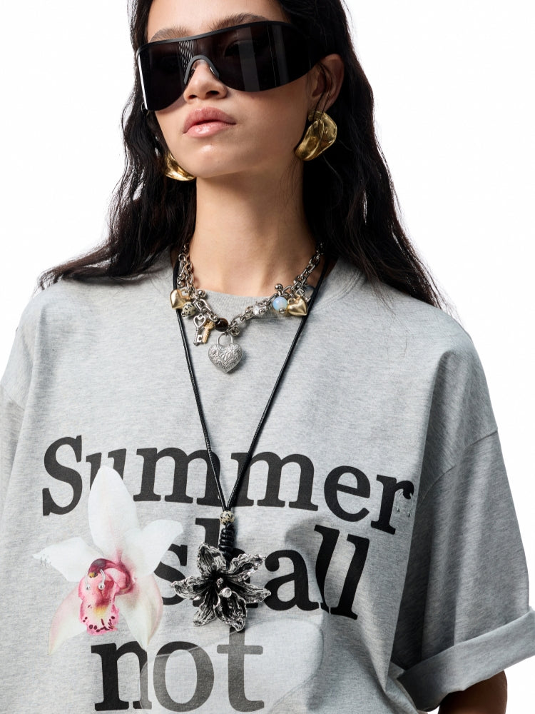 Oversize Floral Alphabet Printed T-shirt