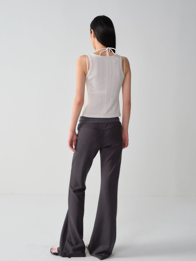 U-Neck Sleeveless Silver-Thread Camisole Tank Top
