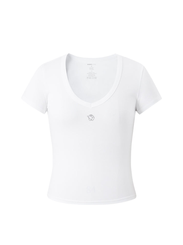 V-neck Fitted Crew-neck T-shirt
