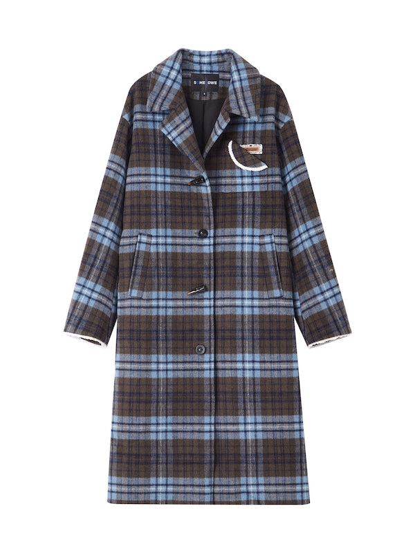 Colorblock Plaid Long Coat