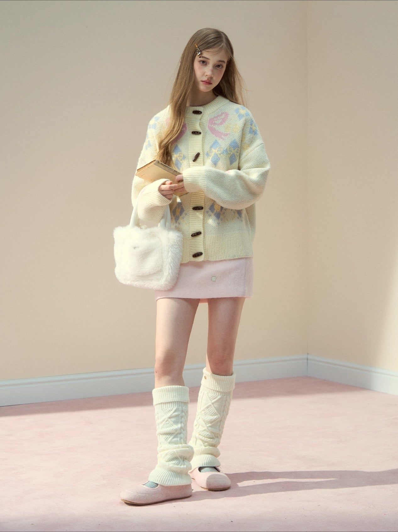 Fair Isle Wool Blend Toggle Buttons Sweater