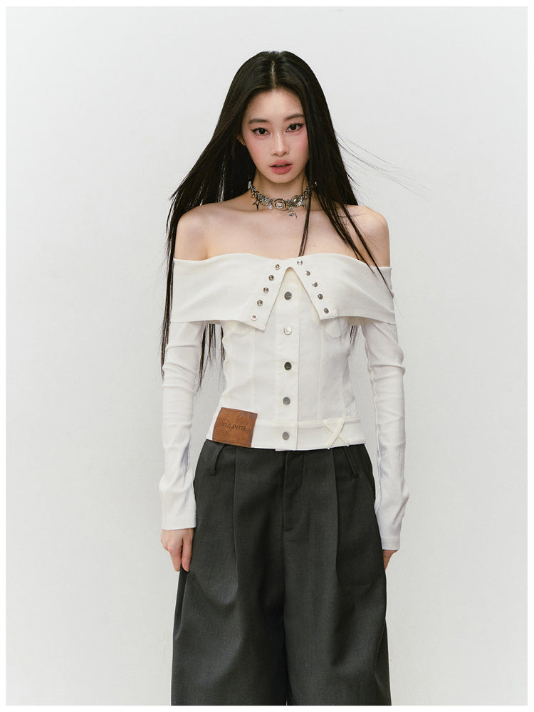 Collared Waist-fitted High-stretch Denim Jacket