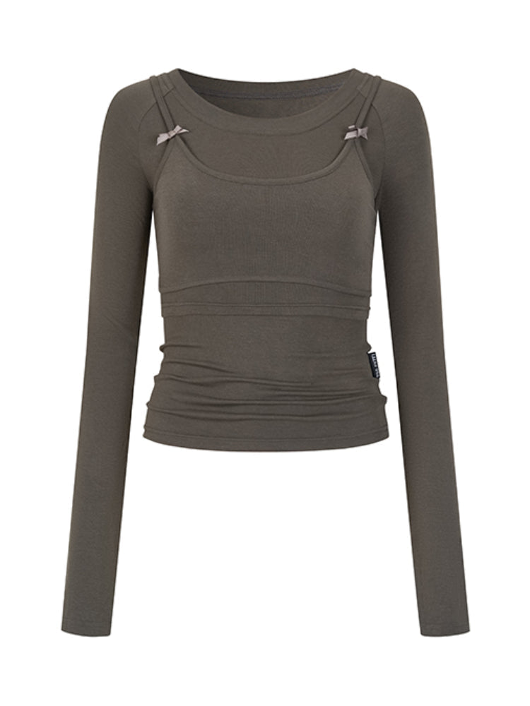 Butterfly Bow Vest & Base Layer T-Shirt Long-Sleeve Set