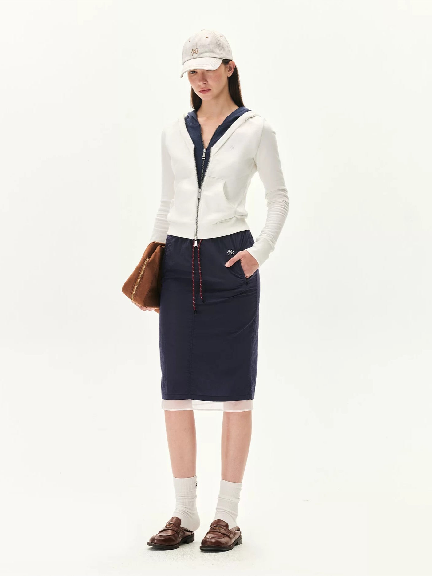 Contrast Double-Placket Hoodie