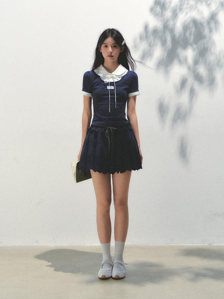 Collar Knitted Short-sleeve T-shirt