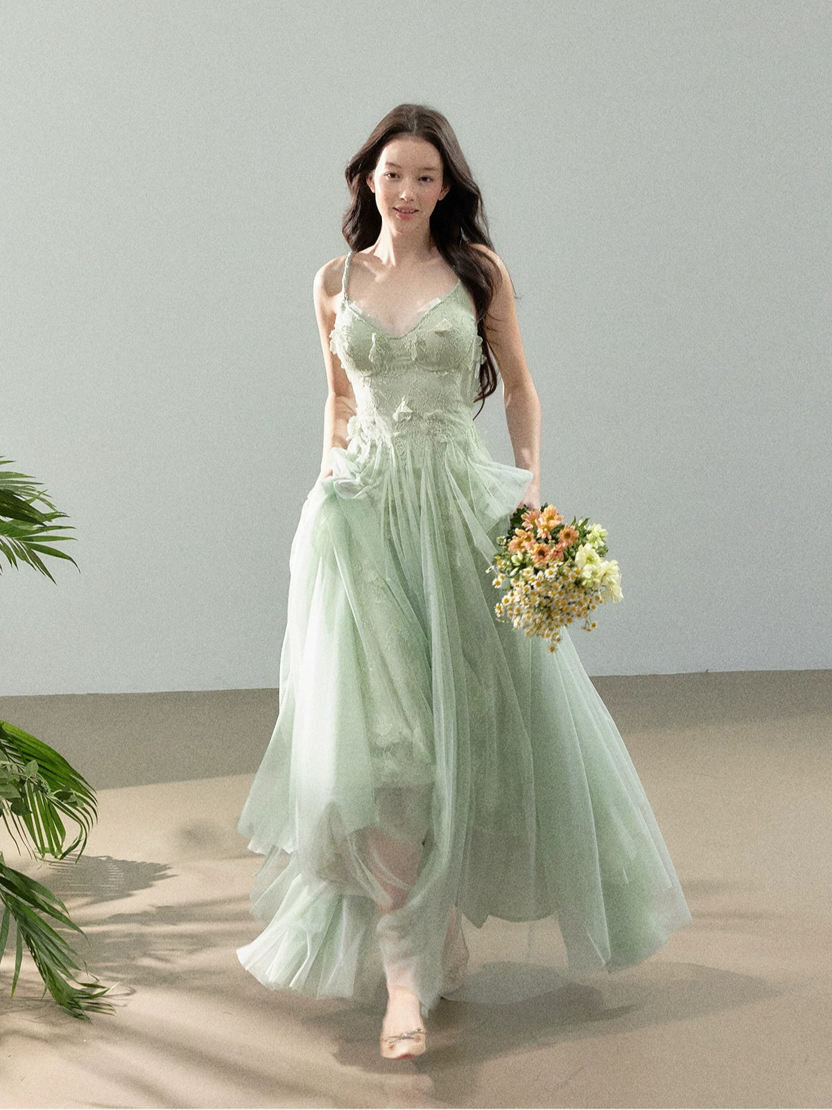 Floral Tulle Slip Maxi Dress