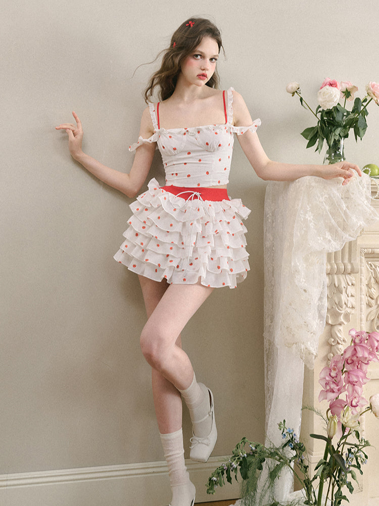 White Tomato Print Cami Top