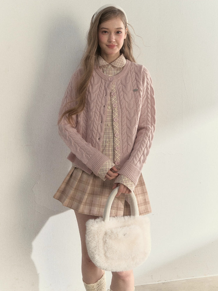 “Pine Dusk” Wool-Blend Doll Collar Knit Sweater