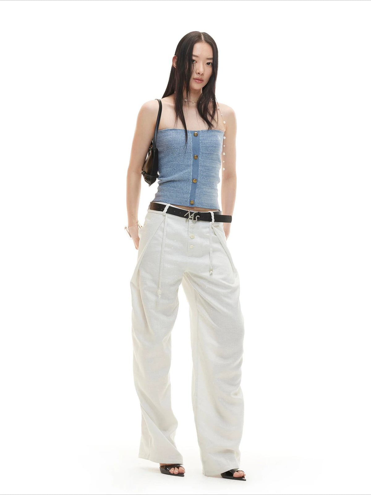 White Linen Wide Pants