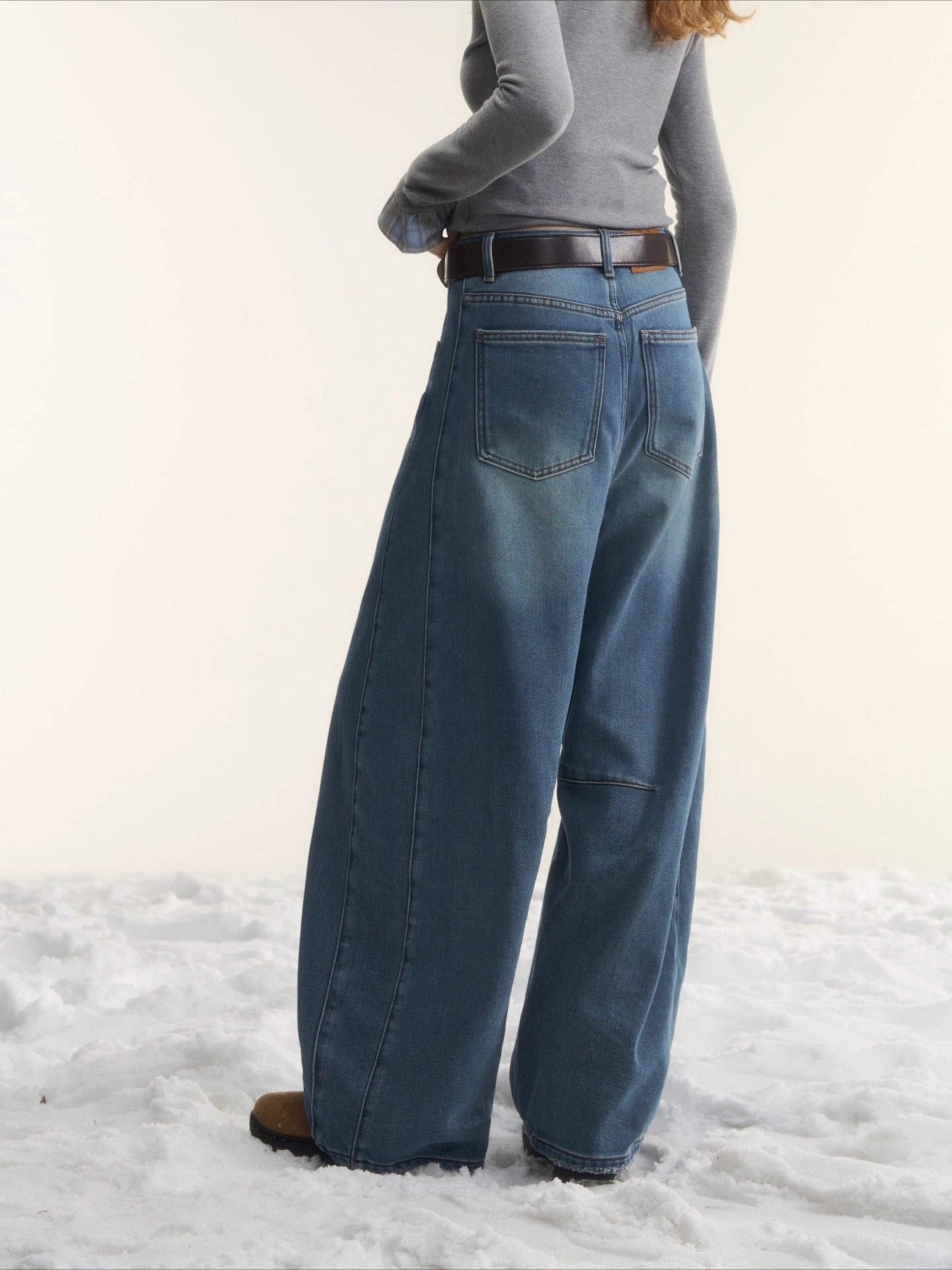 Fleece-Lined Curved-Leg Jeans