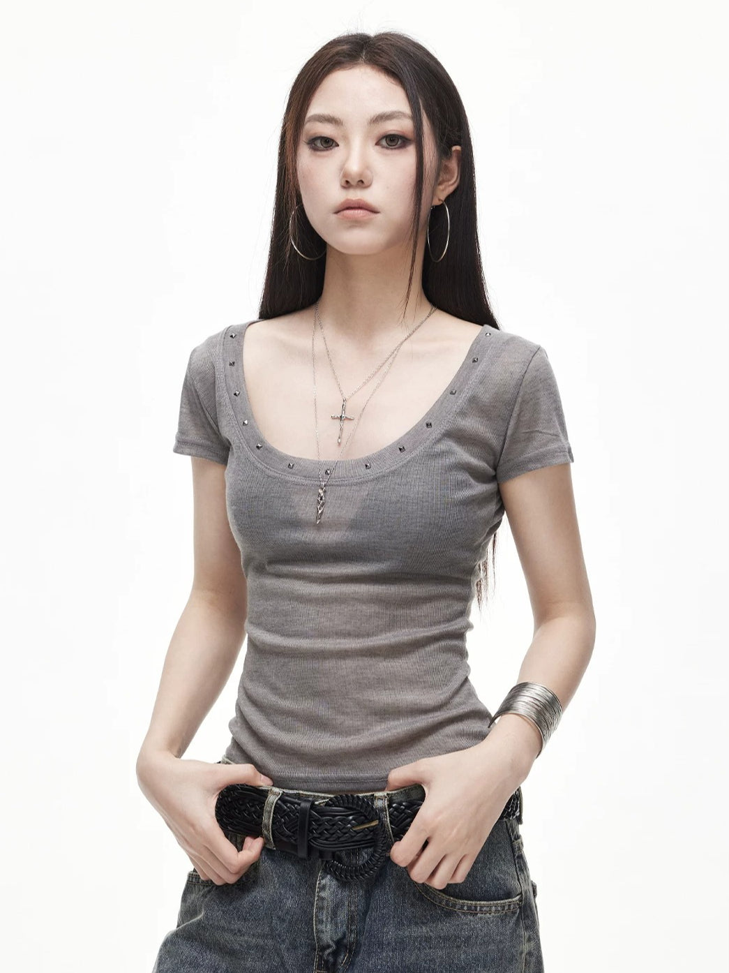 Rivet V Neck Tee