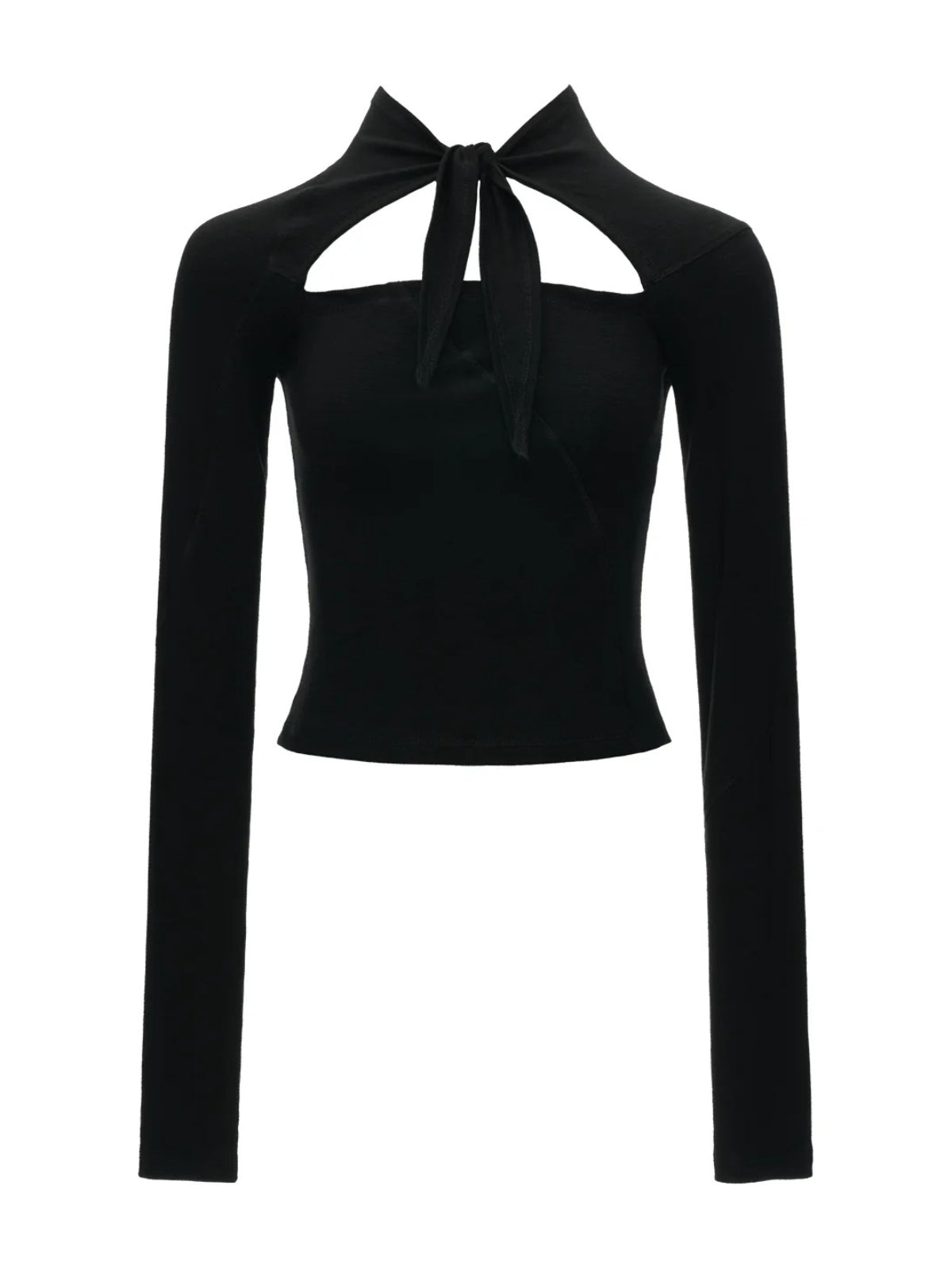 Cutout Lace-Up Fitted Long Sleeve Top