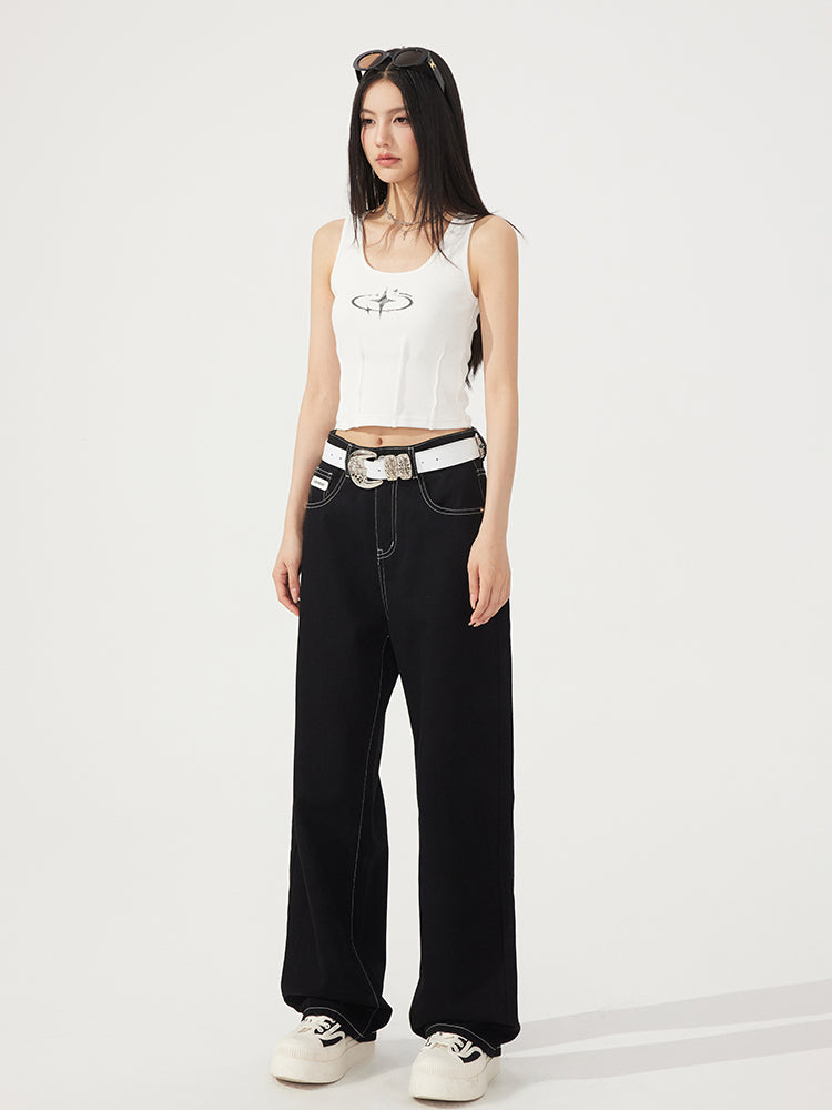 Waist-Cinching U-Neck Star Versatile Tank Top