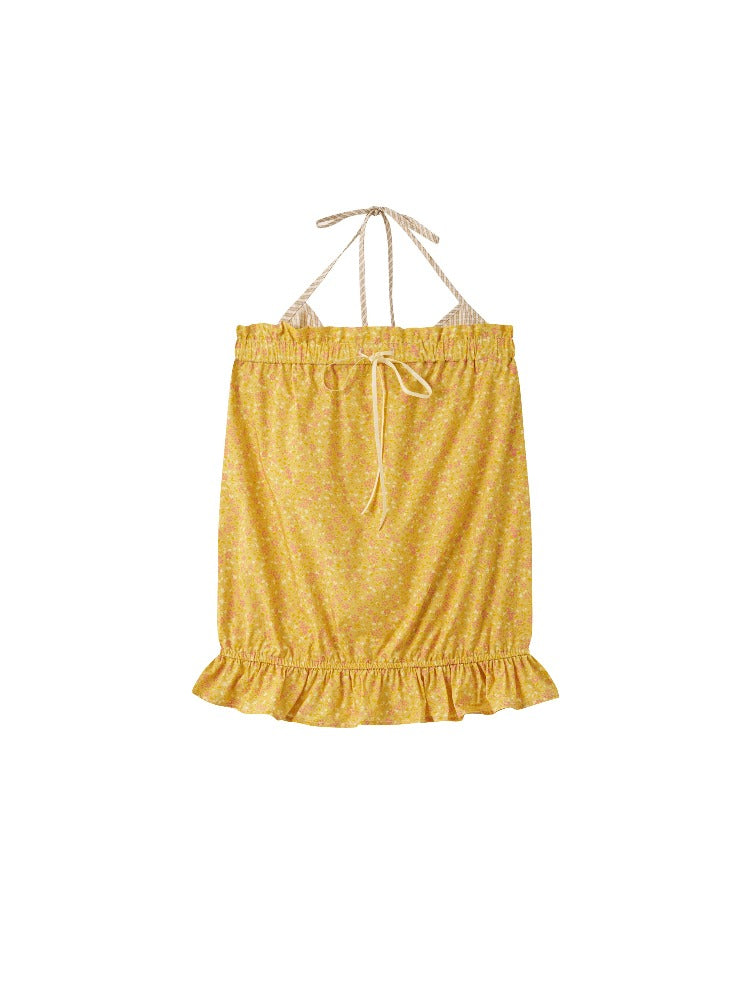 Purple & Yellow Floral Halter Camisole