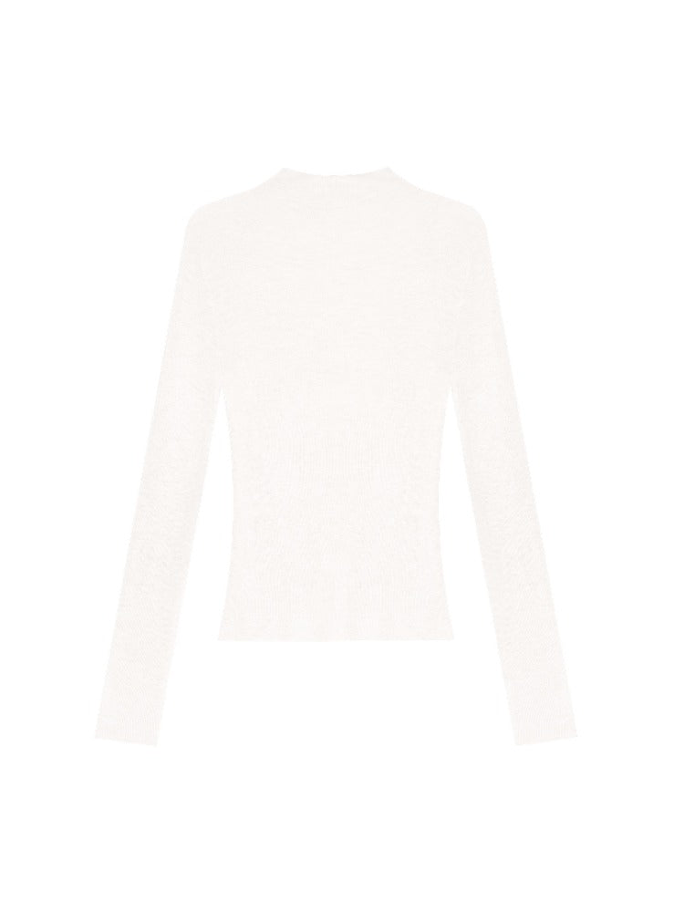 Wool-Blend Turtleneck Knit Top