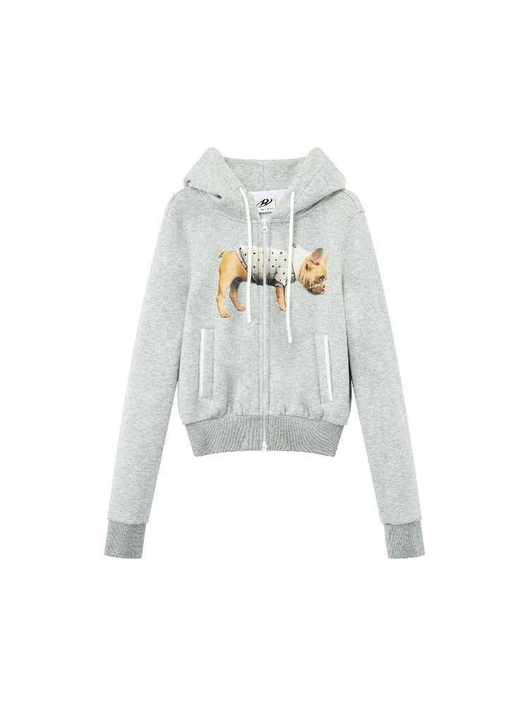 Puppy Print Cropped Hoodie