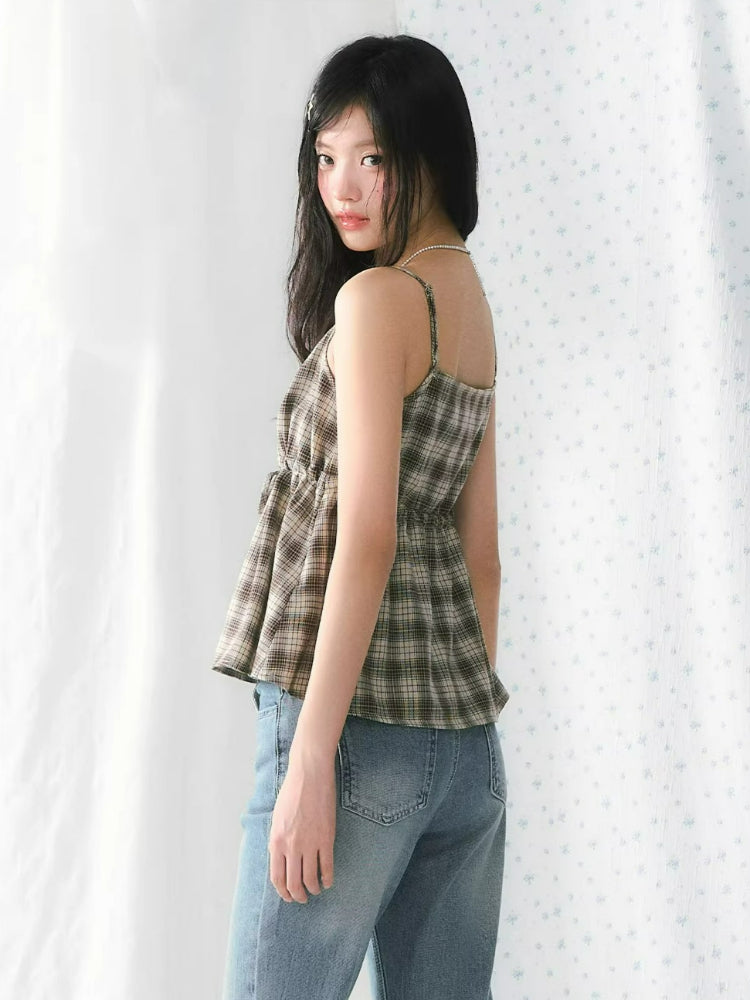 Lace Plaid Camisole Top