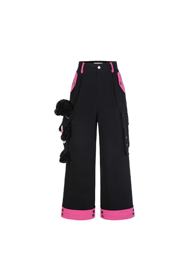 White & Black Bear Cargo Pants