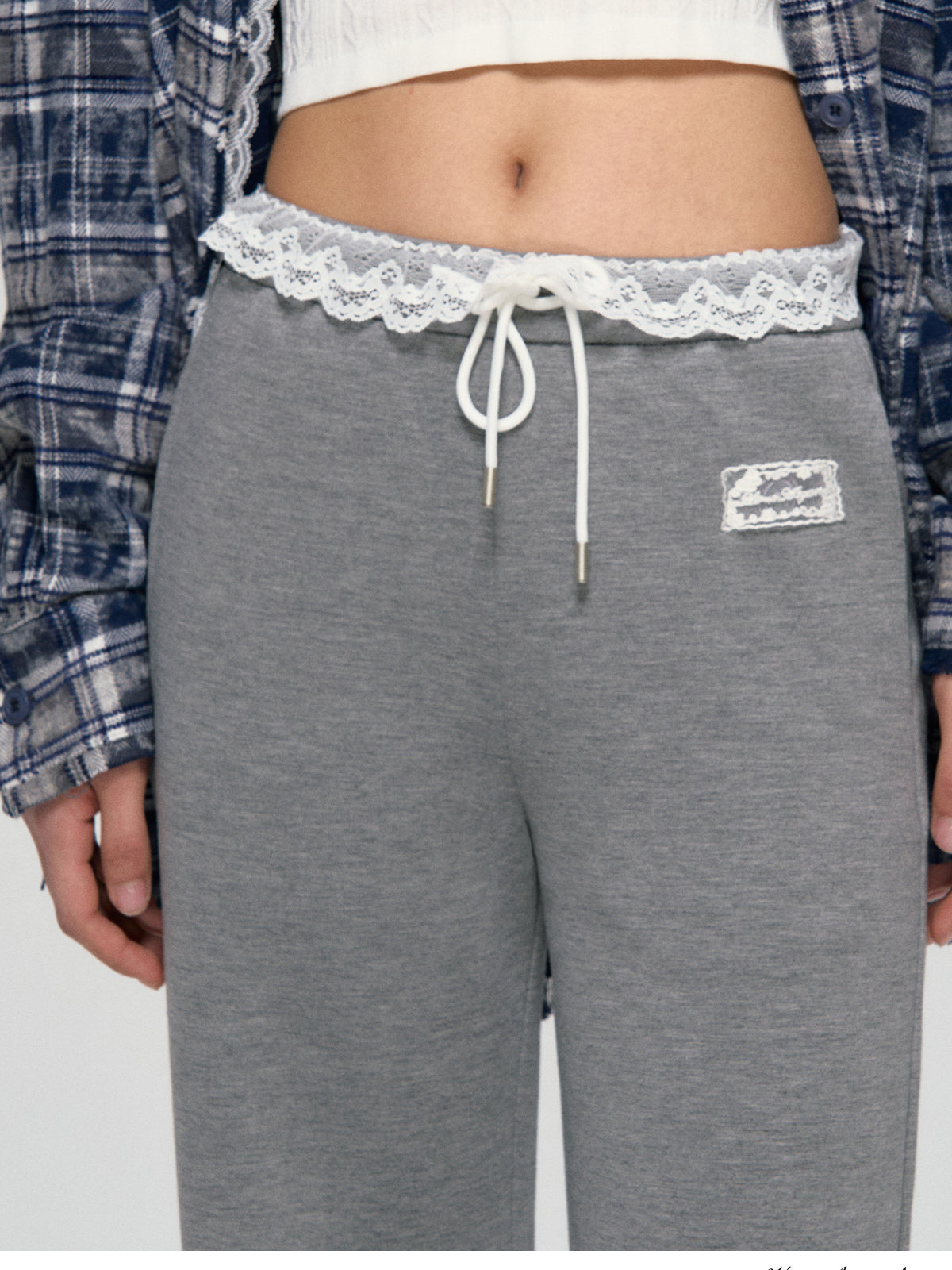 Lace Waist Wide-Leg Sweatpants