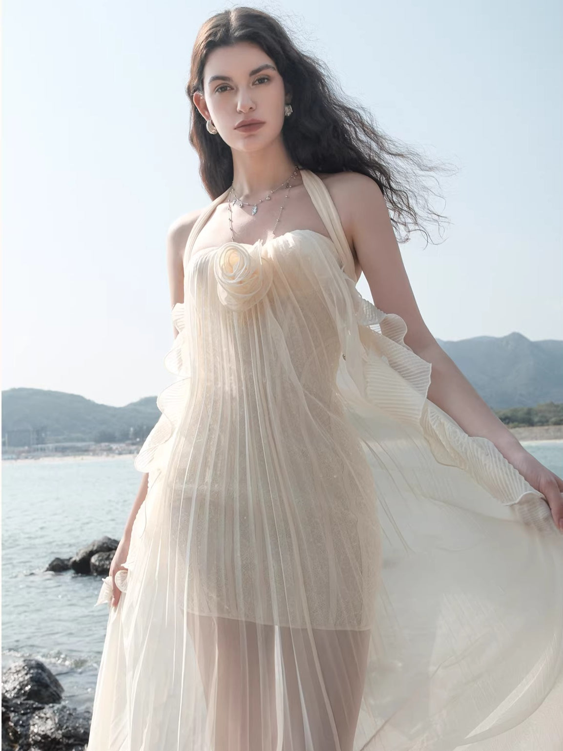 Thessa Mesh Halter Dress