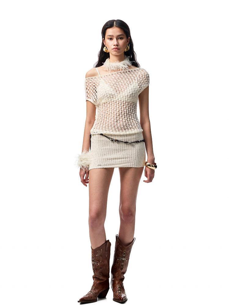 Off-Shoulder Body-Hugging Hollow-Out Dress